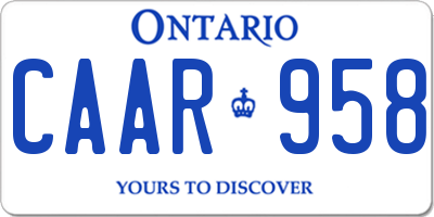 ON license plate CAAR958