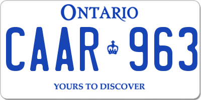 ON license plate CAAR963