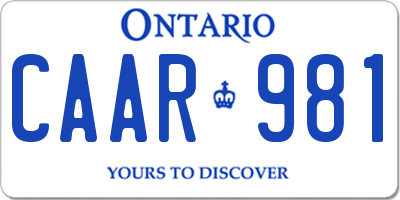 ON license plate CAAR981