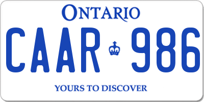 ON license plate CAAR986