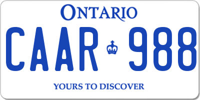 ON license plate CAAR988