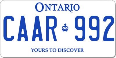 ON license plate CAAR992