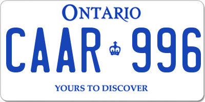 ON license plate CAAR996