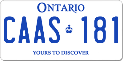 ON license plate CAAS181