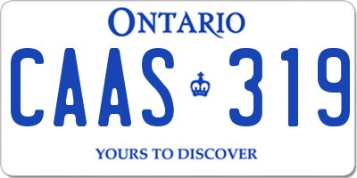 ON license plate CAAS319