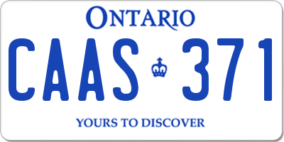 ON license plate CAAS371