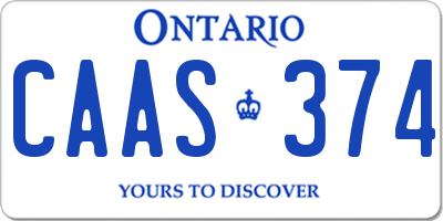 ON license plate CAAS374