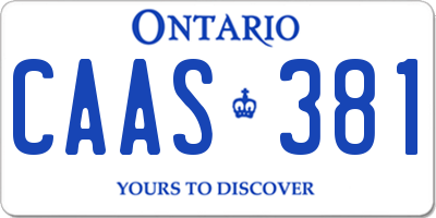 ON license plate CAAS381