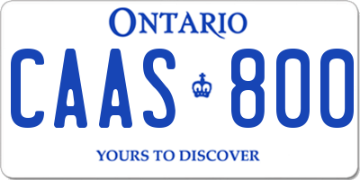 ON license plate CAAS800