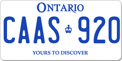 ON license plate CAAS920