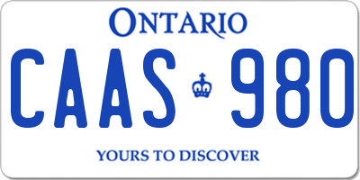 ON license plate CAAS980