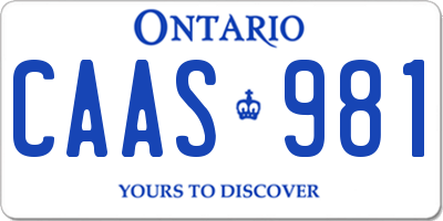 ON license plate CAAS981