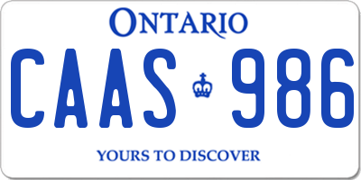 ON license plate CAAS986