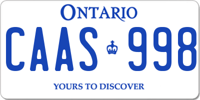 ON license plate CAAS998