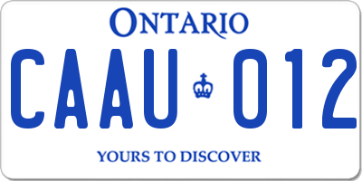 ON license plate CAAU012