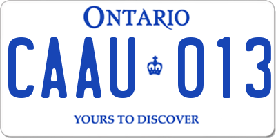 ON license plate CAAU013