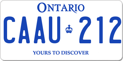 ON license plate CAAU212