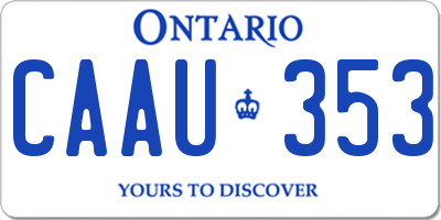 ON license plate CAAU353