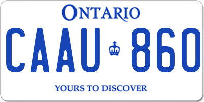 ON license plate CAAU860