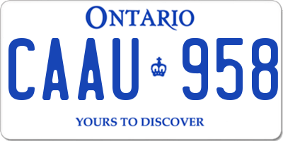 ON license plate CAAU958