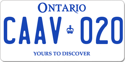 ON license plate CAAV020