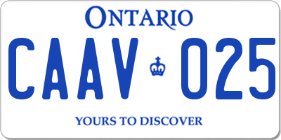 ON license plate CAAV025