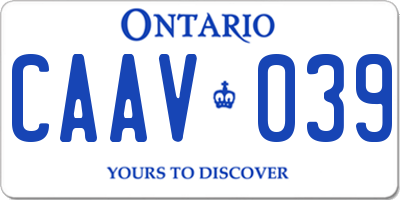 ON license plate CAAV039