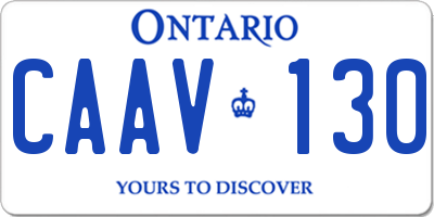 ON license plate CAAV130