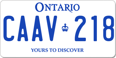 ON license plate CAAV218