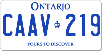 ON license plate CAAV219