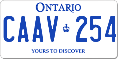 ON license plate CAAV254