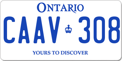 ON license plate CAAV308