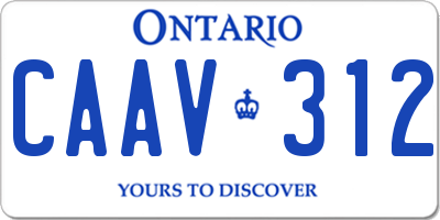 ON license plate CAAV312