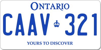 ON license plate CAAV321