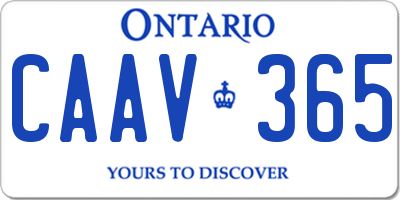 ON license plate CAAV365