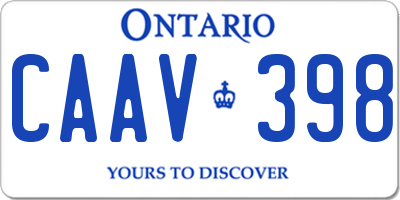 ON license plate CAAV398