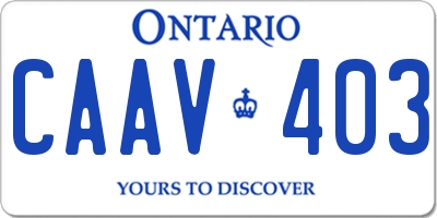 ON license plate CAAV403