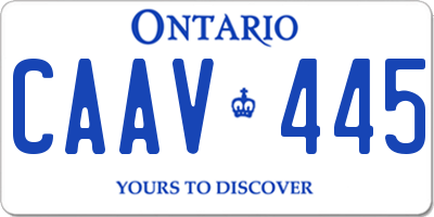 ON license plate CAAV445