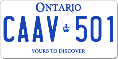 ON license plate CAAV501