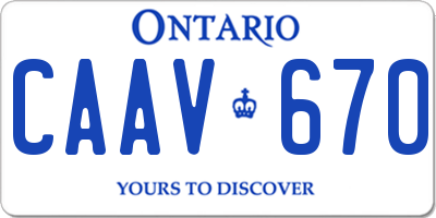 ON license plate CAAV670