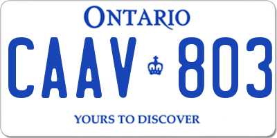 ON license plate CAAV803