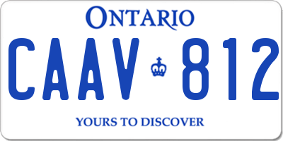 ON license plate CAAV812