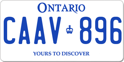 ON license plate CAAV896