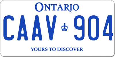 ON license plate CAAV904