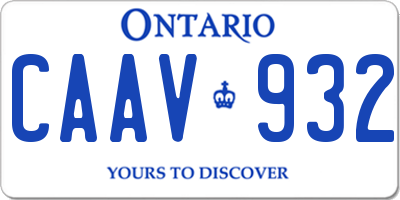 ON license plate CAAV932