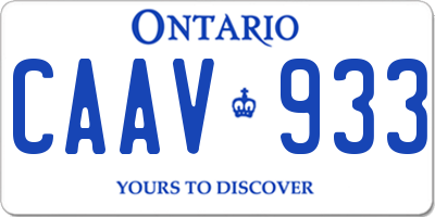 ON license plate CAAV933