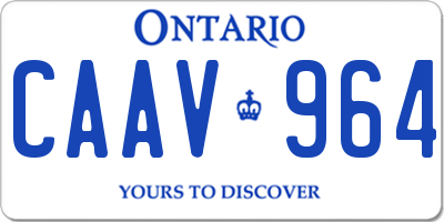 ON license plate CAAV964