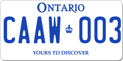 ON license plate CAAW003