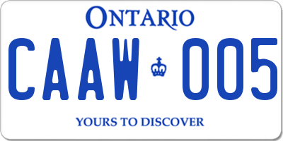 ON license plate CAAW005