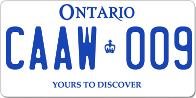 ON license plate CAAW009